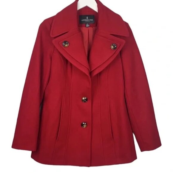 NWT! VINTAGE LONDON FOG Red Wool Peacoat Pea Coat Jacket - Picture 6 of 13